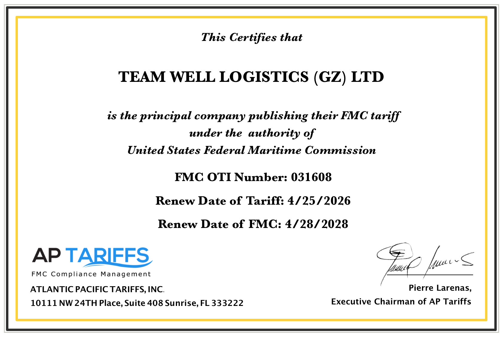 FMC Certificate PNG
